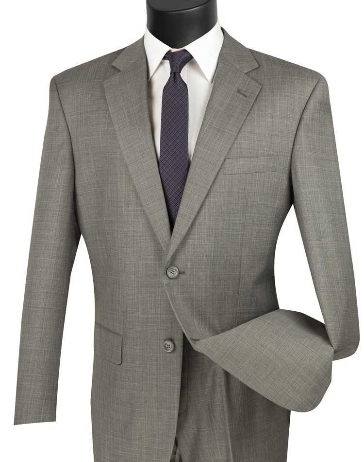 Classic Fit Sharkskin 2 Piece Suit Color Gray - 36 Short  - 30 Waist