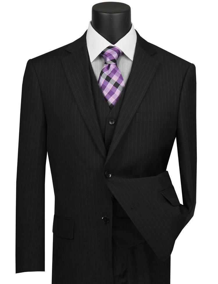 Classic Fit Tone on Tone Pinstripe Suit Color Black - 38 Short  - 32 Waist