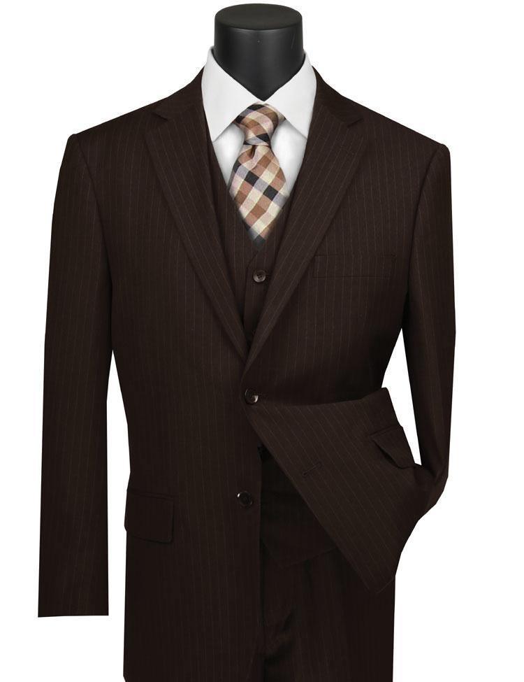 Classic Fit Tone on Tone Pinstripe Suit Color Brown - 38 Short  - 32 Waist