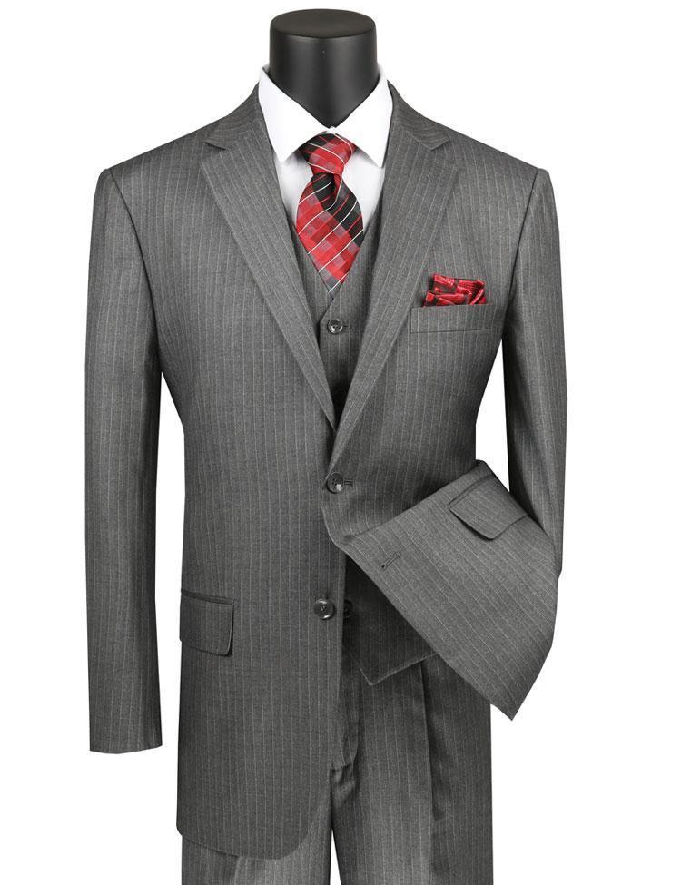 Classic Fit Tone on Tone Pinstripe Suit Color Grey - 38 Short  - 32 Waist