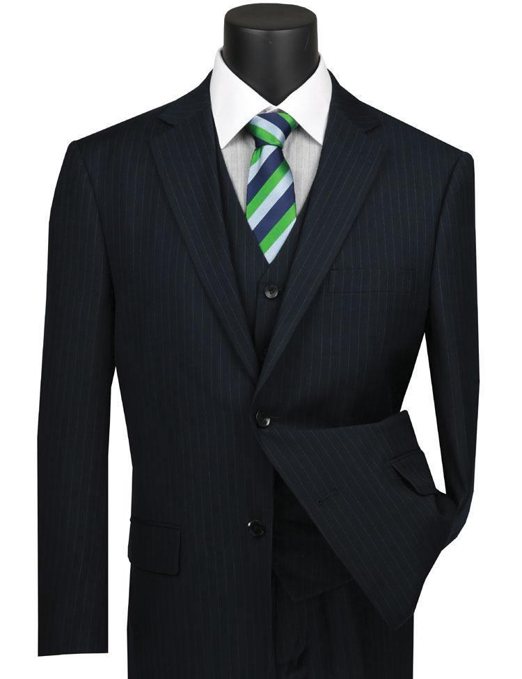 Classic Fit Tone on Tone Pinstripe Suit Color Navy - 38 Short  - 32 Waist