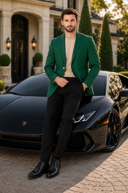 Augusta Green Blazer Men's Classic Brass buttons Blazer Sport Jacket-New Designer Collection
