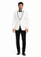 "Mens Suit Designer Charles Shawl Dinner Jacket in Ivory with Black Trim"
