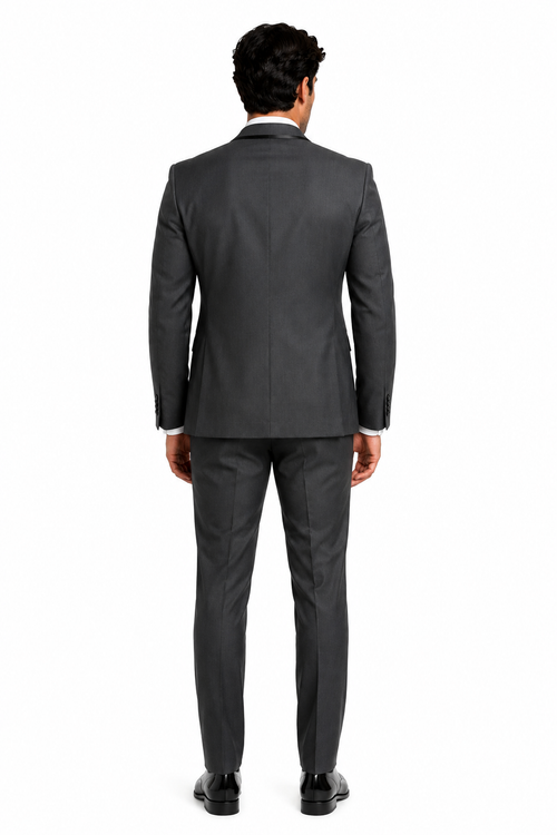 Classic Mens Vested Tuxedo in Charcoal â€“ Satin Shawl Collar for Formal Events