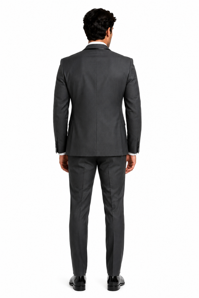 Classic Mens Vested Tuxedo in Charcoal â€“ Satin Shawl Collar for Formal Events