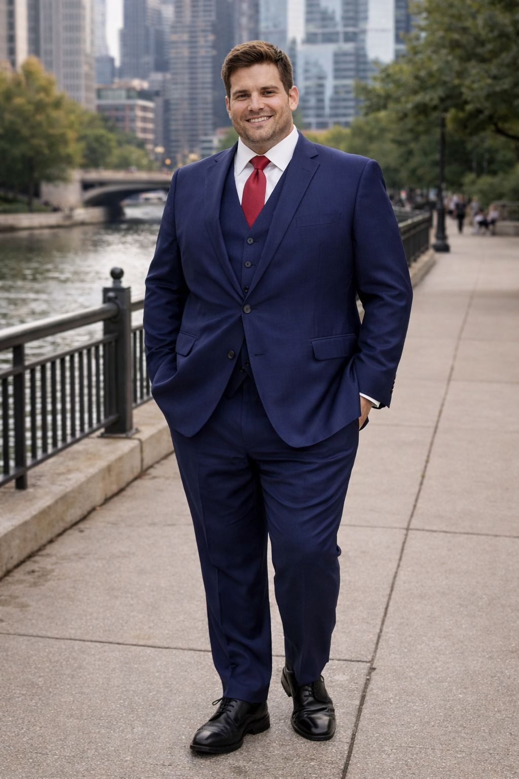 Mens Tiglio Solid Navy Suit – Classic 2 Piece Navy Blue Suit for Wedding, Business & Formal Wear - 34 Short or Extra Small
