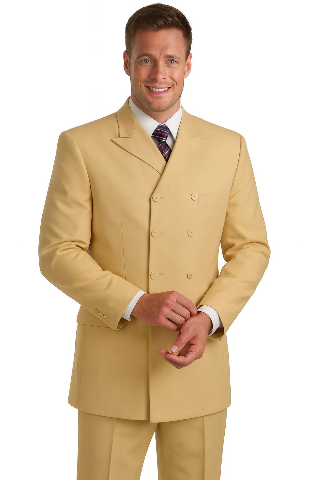 Canto 8-Button Double Breasted Men's 3-Piece Fashion Suit - 38 Short Jacket+32 Waist Adjustable 28to34)(Height: 5 4 to5 7 )(Neck  15-16.5)S-M)