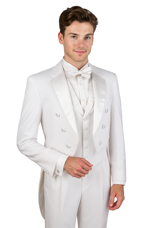 Men's Tuxedo Regular Fit Collection With Tails 3 Piece In White