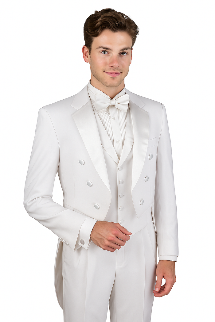 Men's Tuxedo Regular Fit Collection With Tails 3 Piece In White