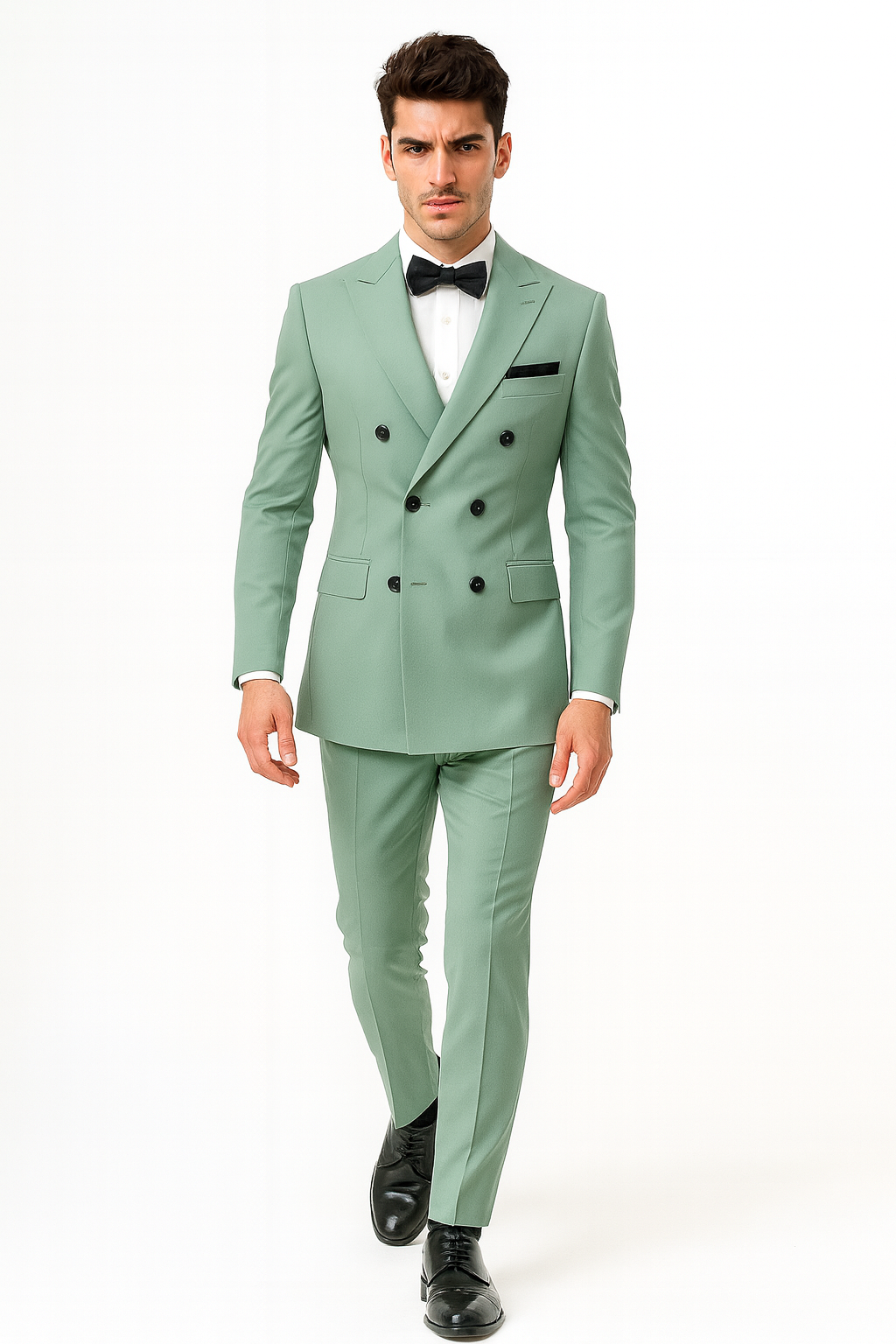 Mens Sage Green Double Breasted Suit - 34 Short or Extra Small