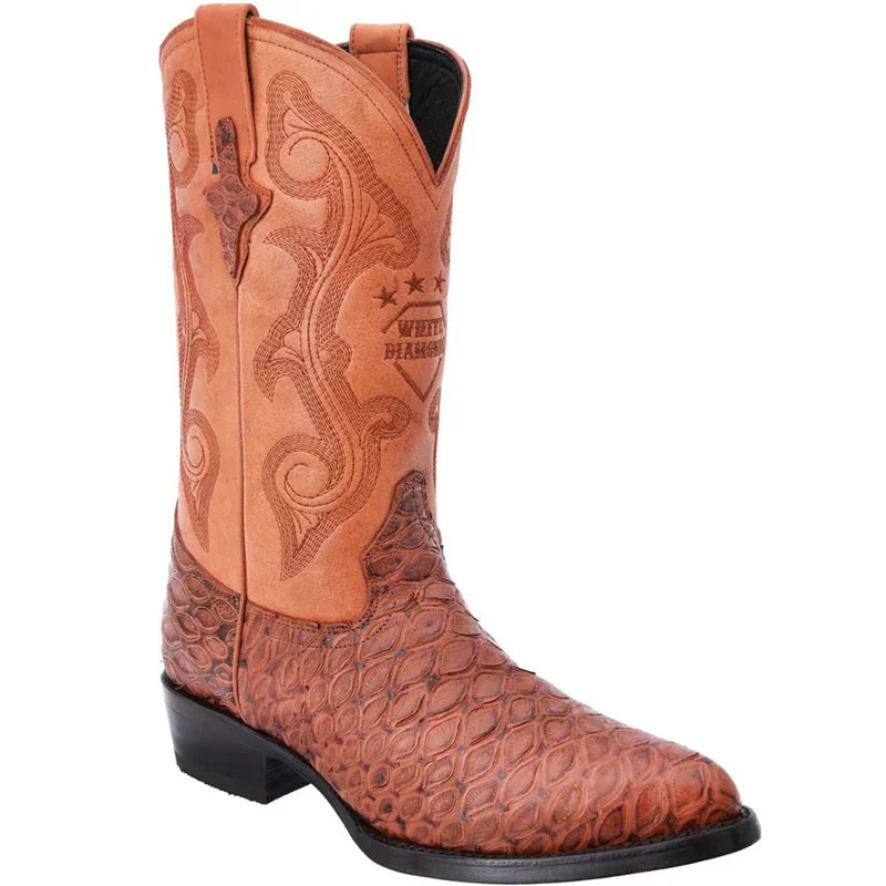 Mens White Diamond Boot Anteater Print Western Boots J-Toe - 6