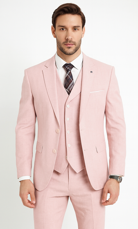 Color Men's 100% Wool 3Piece Suit  Soft Textured Solid Color Outlet