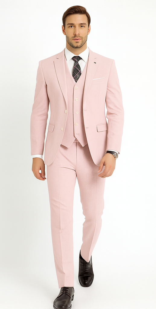 Color Men's 100% Wool 3Piece Suit  Soft Textured Solid Color Outlet