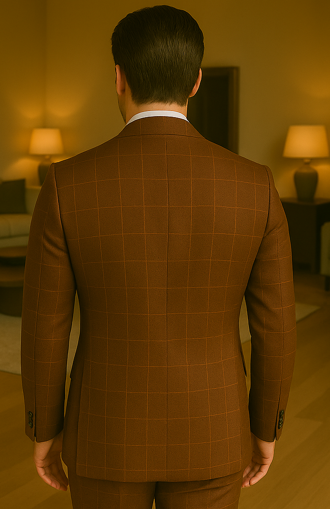 Wool Suit - Italian Made Business Suit by Statement Men's 3 Piece 100% Wool Modern Fit Suit - V-Neck Double Breasted Vest - 38R