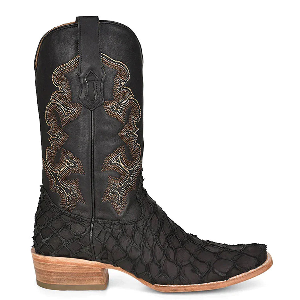 Black Pirarucu Fish Cowboy Boots - EE