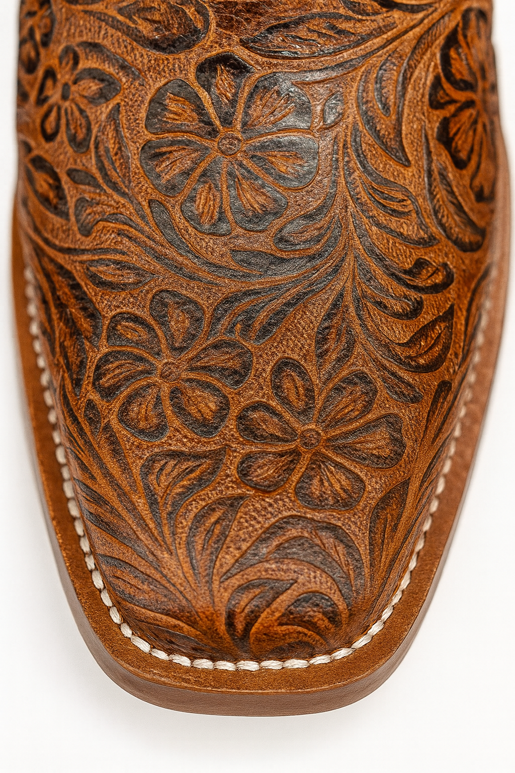 Hand Tooled Cowboy Boots Print - Cognac
