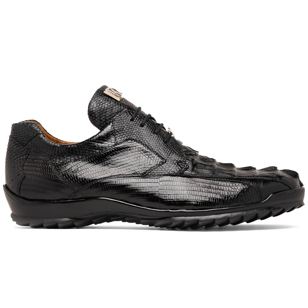 Marco Di Milano Crater Black Caiman Crocodile & Lizard Sneakers - 9