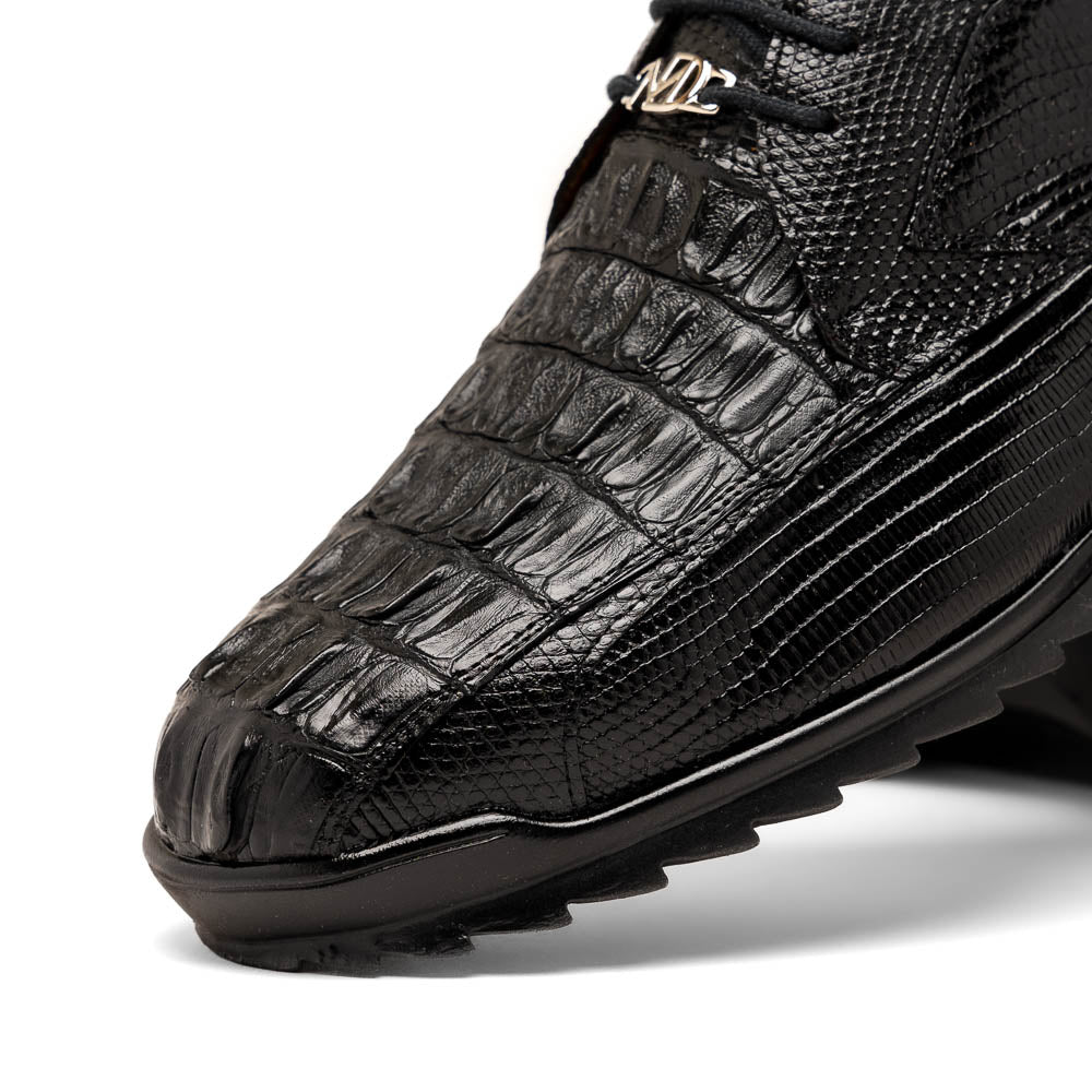 Marco Di Milano Crater Black Caiman Crocodile & Lizard Sneakers - 9