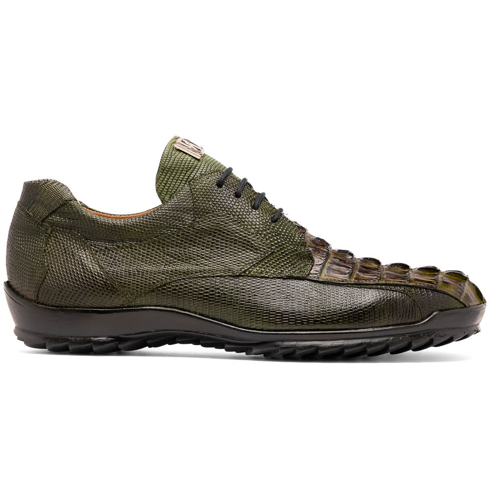 Marco Di Milano Crater Rustic Olive Caiman Crocodile & Lizard Sneakers - 8.5