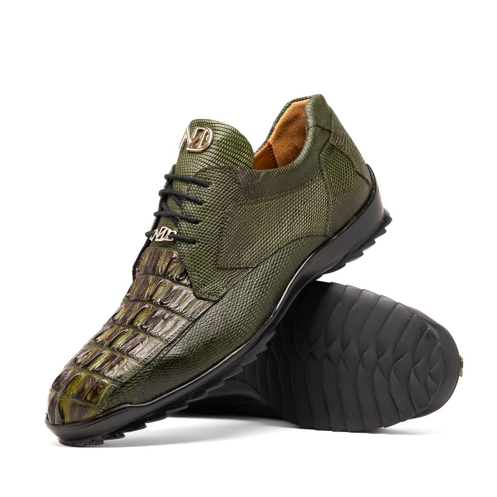 Marco Di Milano Crater Rustic Olive Caiman Crocodile & Lizard Sneakers - 8.5