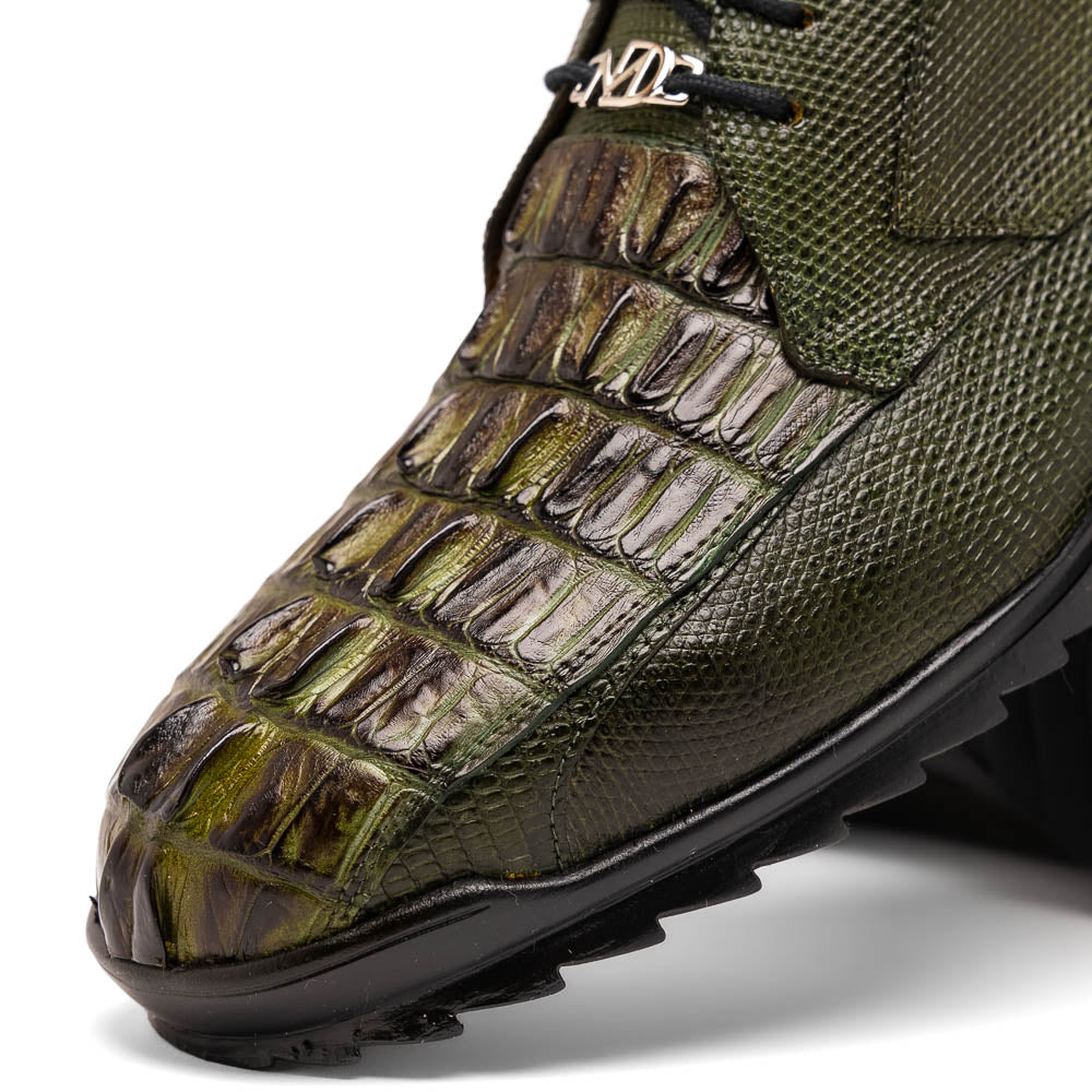 Marco Di Milano Crater Rustic Olive Caiman Crocodile & Lizard Sneakers - 8.5