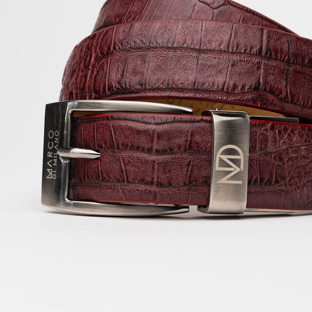 Marco_Di_Milano Silvio Belt Wine Luxury Leather Shoe - 40