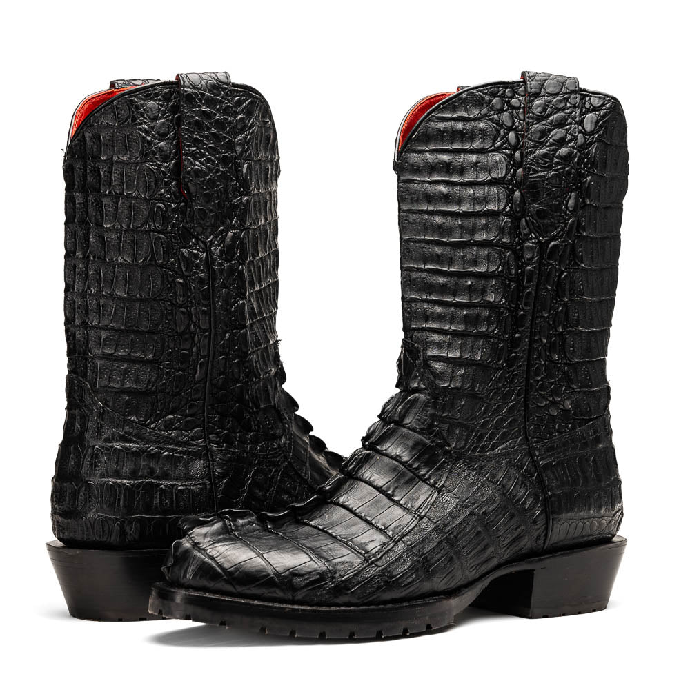 Marco Di Milano Marlboro Black Hornback Crocodile Tail Tractor Sole Cowboy Boots - 8