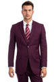 "Modern Fit Men's Business Suit - Two Button Style in Burgundy"
