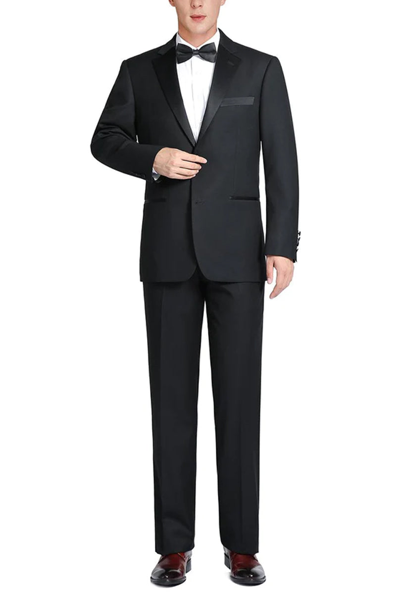 "Classic Fit Men's Traditional Two-Button Notch Black Tuxedo"
