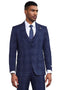 Men's Stacy Adams Vested Two Button Double Windowpane Plaid Suit in Navy blue