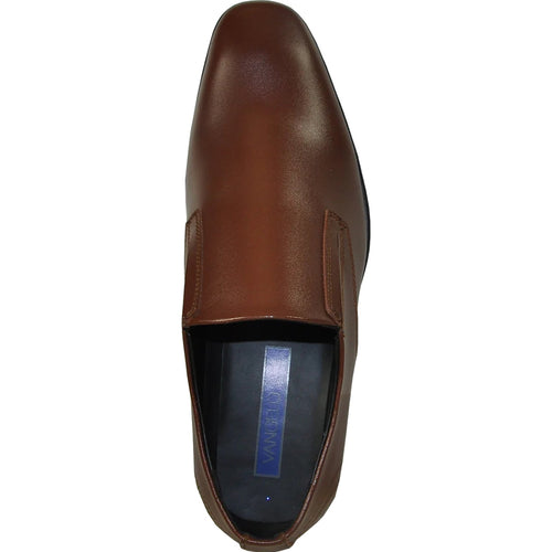 Bravo Mens Plain Pointy Square Toe Dress Loafer in Brown - Men's Dress Shoes