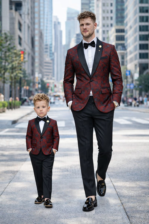 Dad And Son Matching Suits - Red Dad and Son Outfits-New Designer Collection