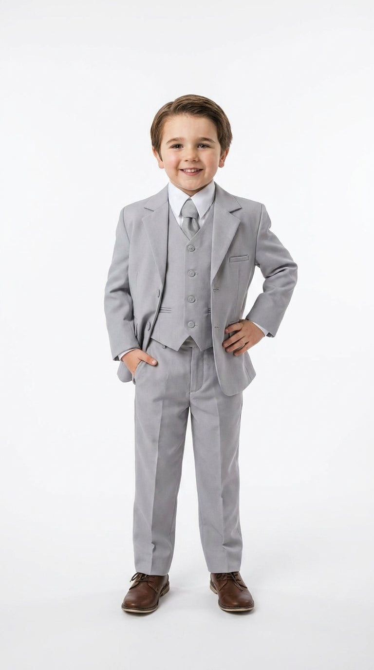 Dad and Son Suit – Father and Son Matching Light Gray 3-Piece Wedding Suits in Very Light Grey - Silver Ash Color - 34 Short or Extra Small