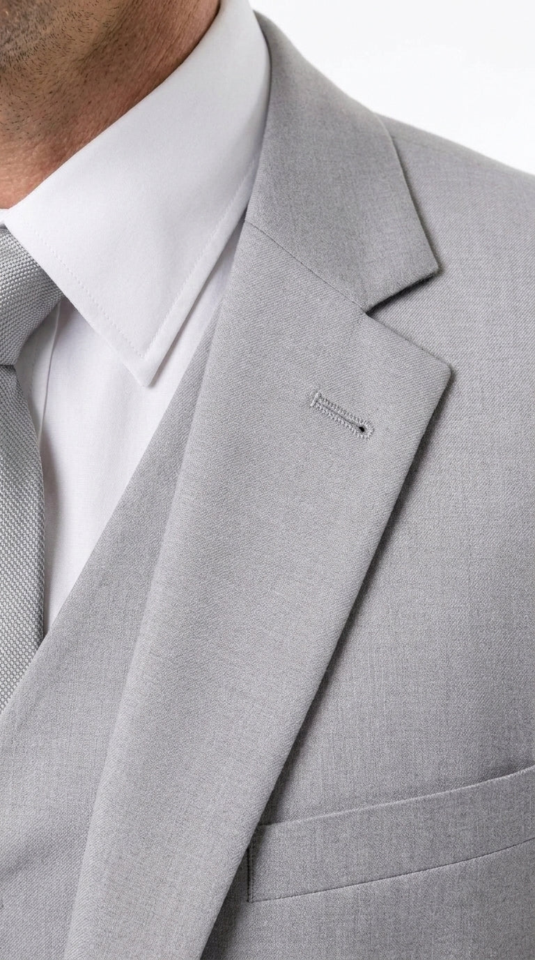 Dad and Son Suit – Father and Son Matching Light Gray 3-Piece Wedding Suits in Very Light Grey - Silver Ash Color - 34 Short or Extra Small