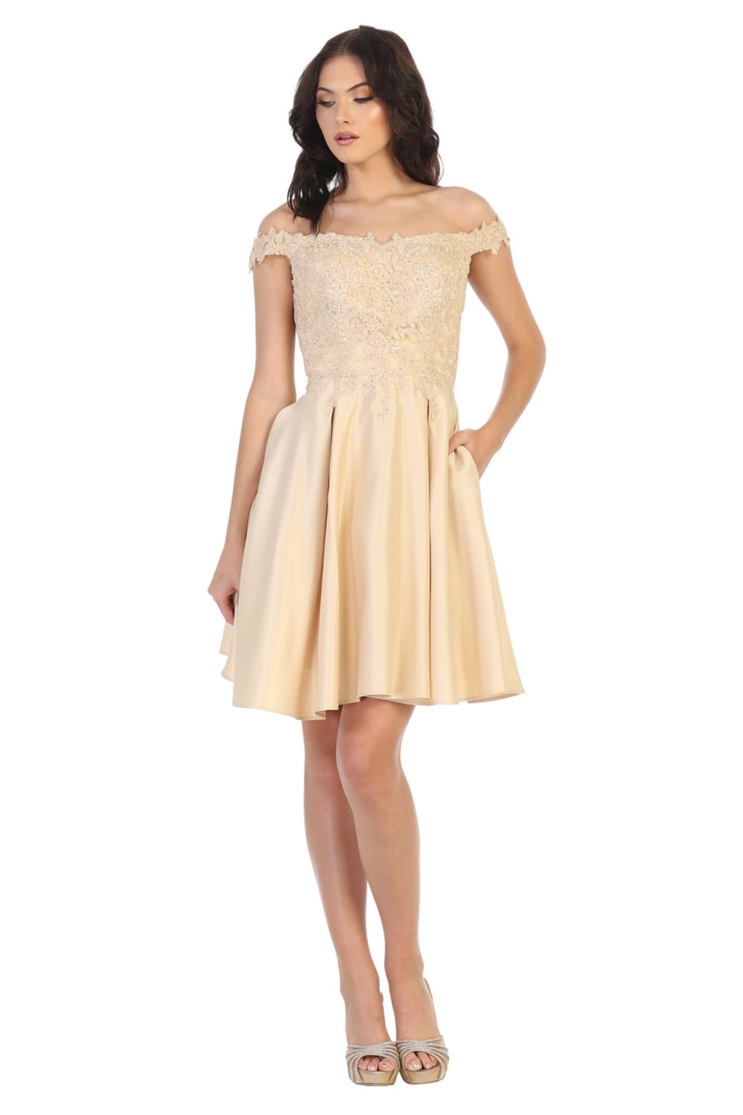 Quince Dama Dresses - Short Quinceanera Dresses in Color Champagne - 2
