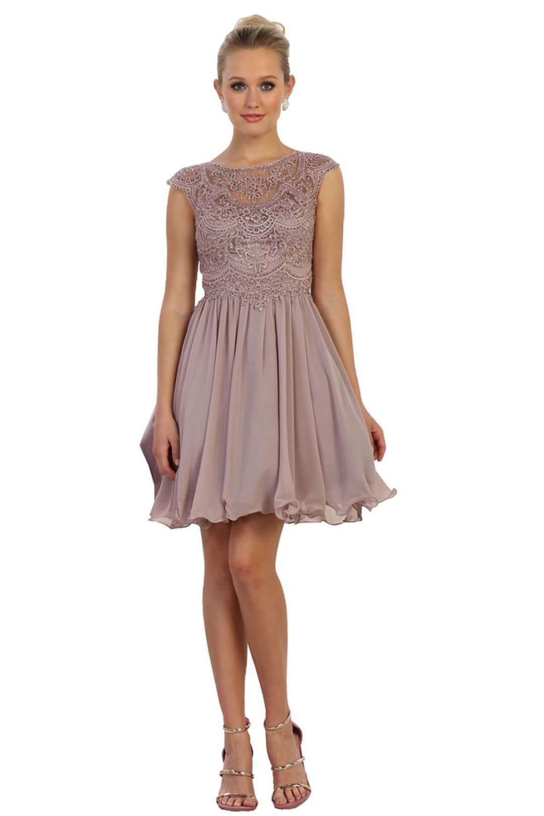 Quince Dama Dresses - Short Quinceanera Dresses in Color Mauve - 6