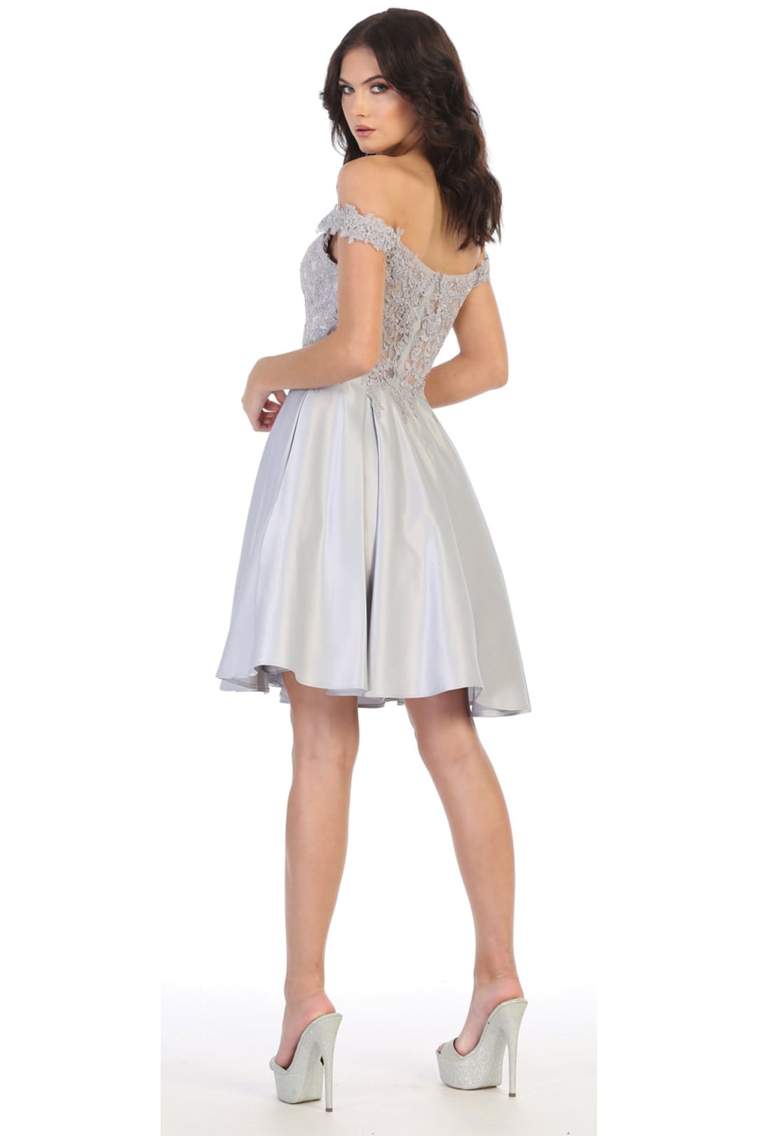 Quince Dama Dresses - Short Quinceanera Dresses in Color Silver - 2