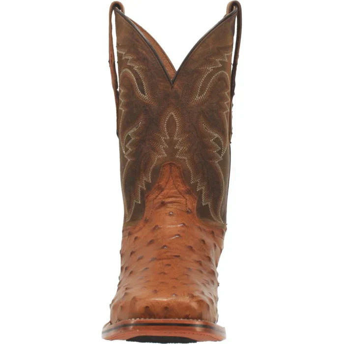 Dan Post Men's Alamosa Full Quill Ostrich Square Toe Boots - Bay Apache - 7D