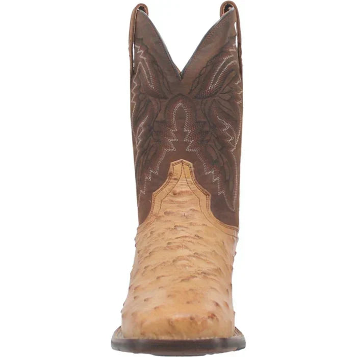 Dan Post Men's Alamosa Full Quill Ostrich Square Toe Boots - Sand - 7D