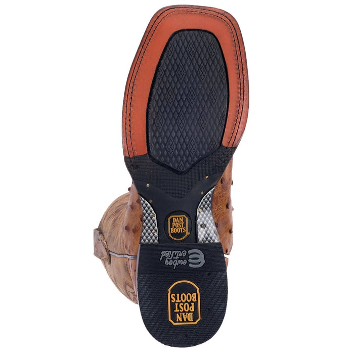 Dan Post Men's Alamosa Full Quill Ostrich Square Toe Boots - Tan - 7D