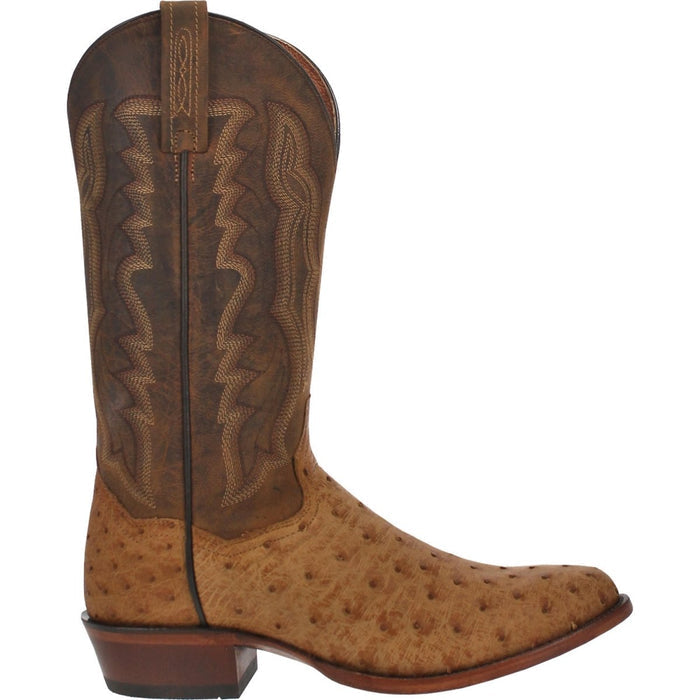 Dan Post Men's Gehrig Full Quill Ostrich Round Toe Boots - Saddle - 7D
