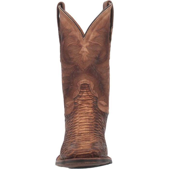 Dan Post Men's KA Python Print Leather Square Toe Boots - Brown - 7D