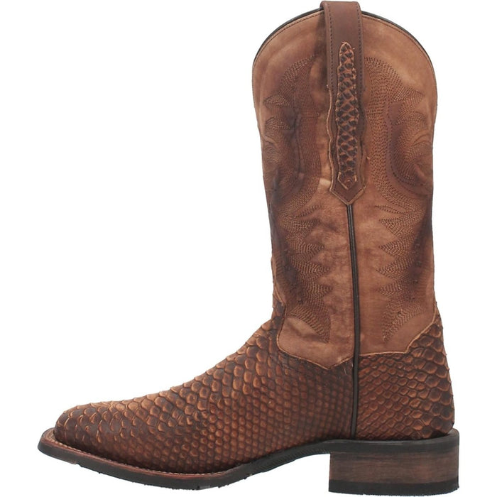 Laredo Men's Atlanta Lizard Print Leather J-Toe Boots - Black - 6D