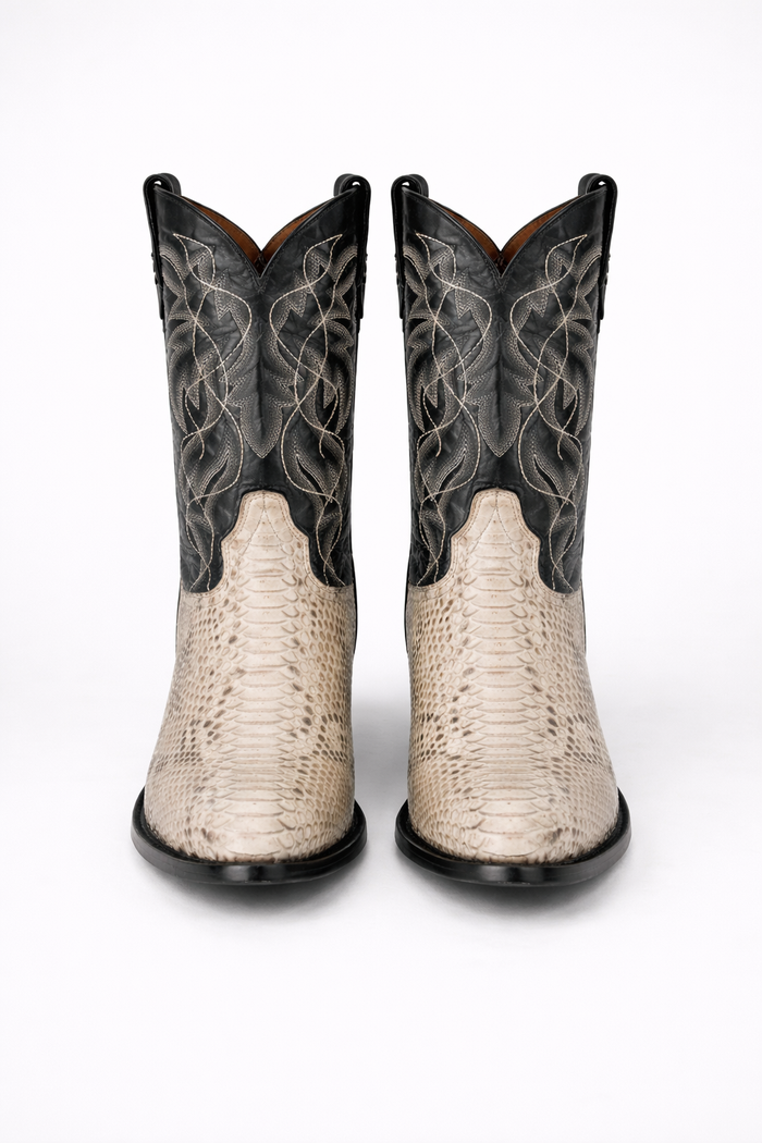 Dan Post Men's Manning Python Snakeskin Round Toe Boots - Natural-New Designer Collection