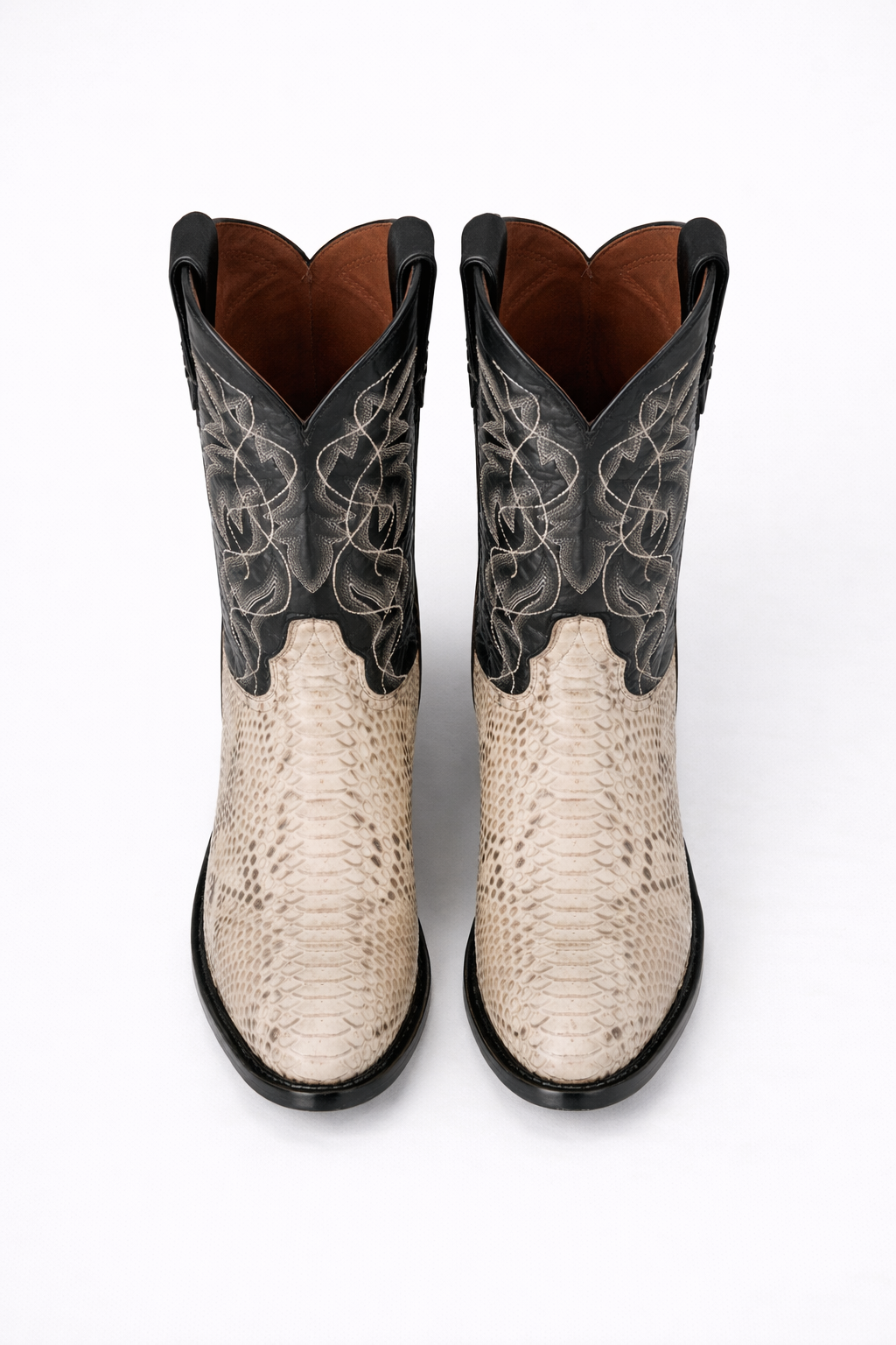 Dan Post Men's Manning Python Snakeskin Round Toe Boots - Natural-New Designer Collection - 6D