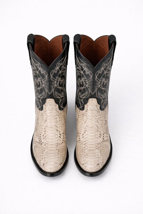 Dan Post Men's Manning Python Snakeskin Round Toe Boots - Natural-New Designer Collection