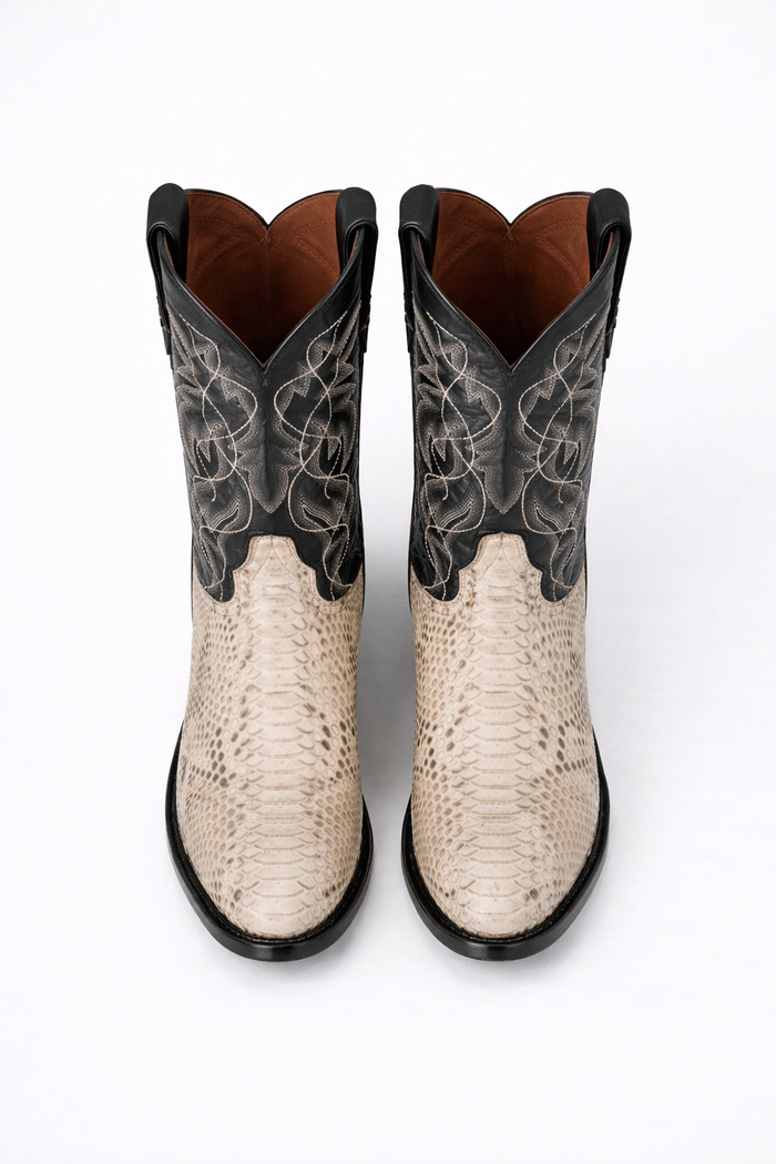 Dan Post Men's Manning Python Snakeskin Round Toe Boots - Natural-New Designer Collection