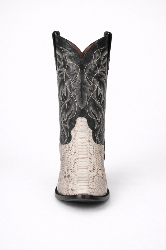 Dan Post Men's Manning Python Snakeskin Round Toe Boots - Natural-New Designer Collection