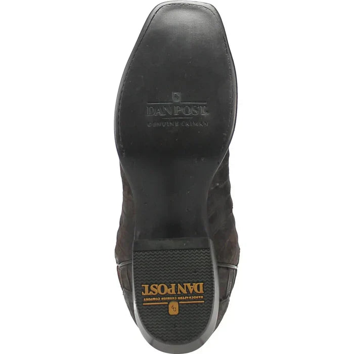 Dan Post Men's Stalker Genuine Caiman Belly Square Toe Boots - Brown - 7D