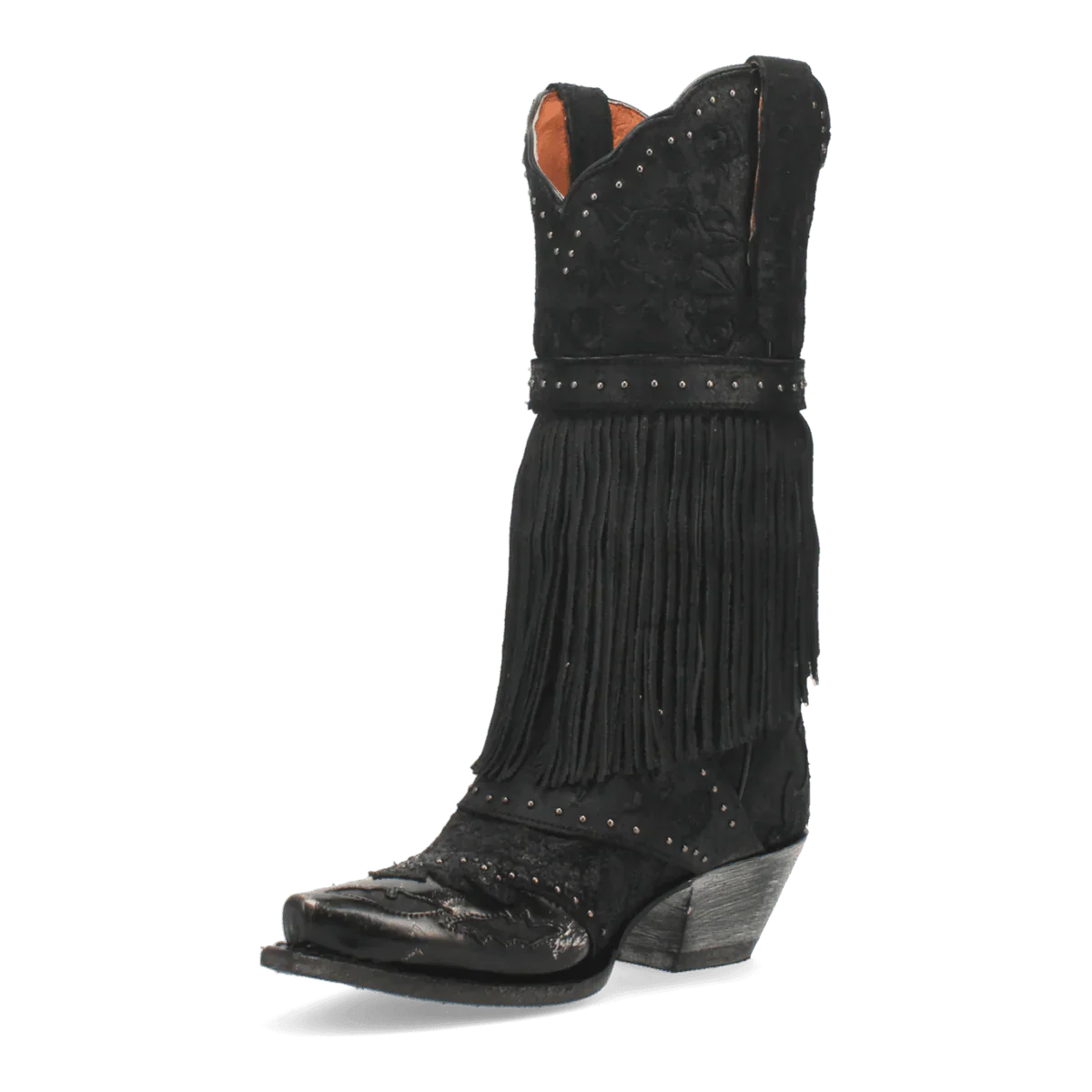 Dan Post Women's Bed of Roses Snip Toe Leather Boots - Black - Black